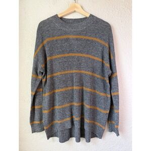 NWT American Eagle Outfitters Gray Yellow Stripe Crew Neck Sweater Women's Small